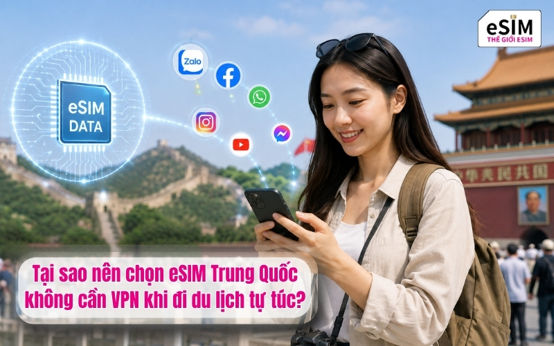 Tại sao nên chọn eSIM Trung Quốc không cần VPN khi đi du lịch tự túc?